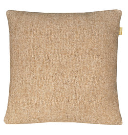 Camel beige faced wool square cushion