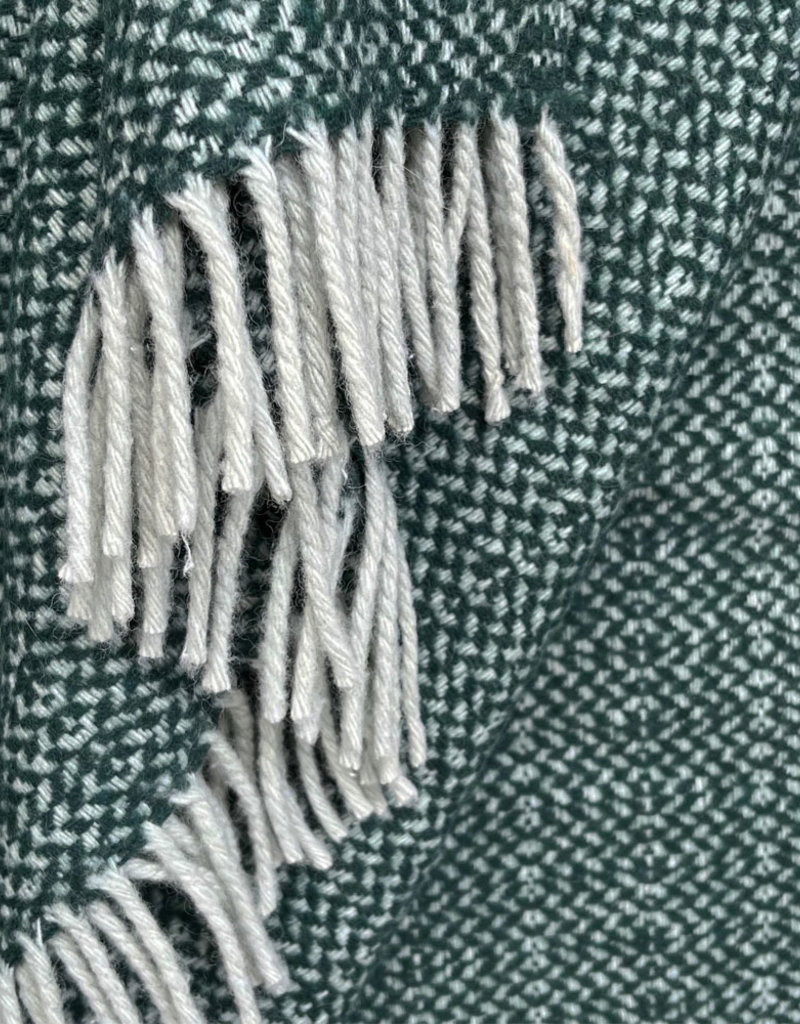 Pine green structure recycled wool throw