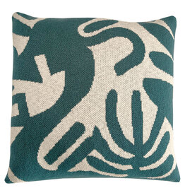 Floral victory knitted cushion green