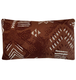 Funny block dye knitted cushion rusty brown