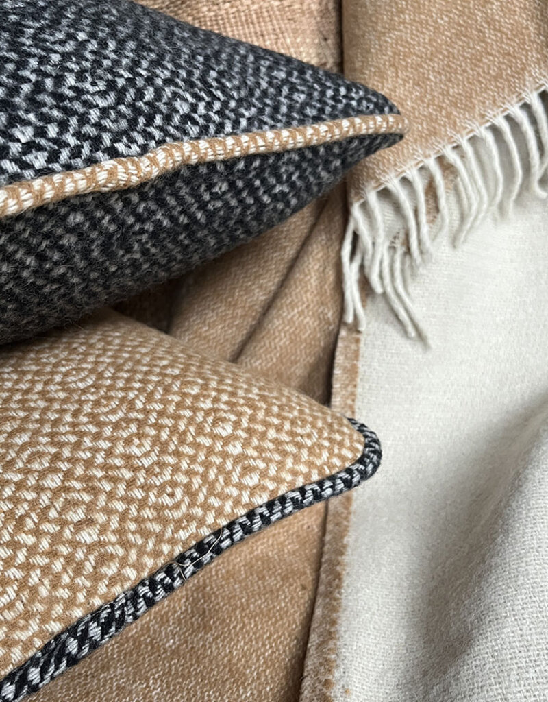 Beige structure recycled wool rectangle cushion (NEW)