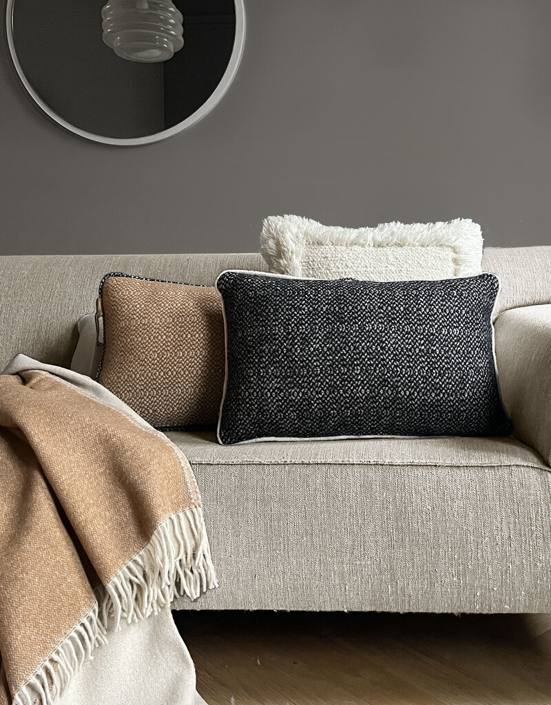 Beige structure recycled wool rectangle cushion (NEW)