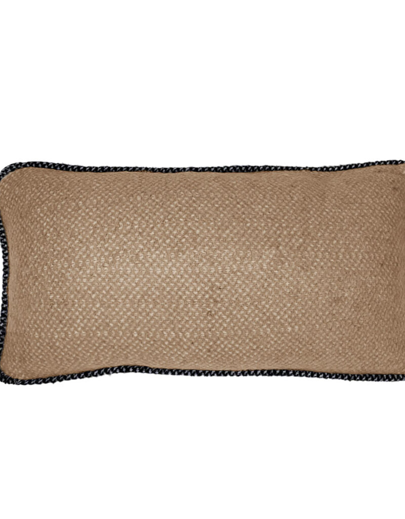 Beige structure recycled wool rectangle cushion (NEW)