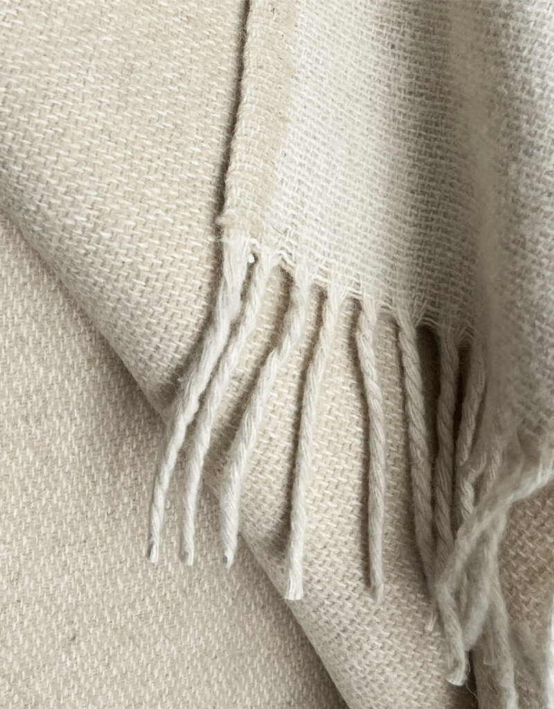 Beige double face recycled wool throw