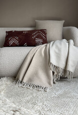 Beige double face recycled wool throw
