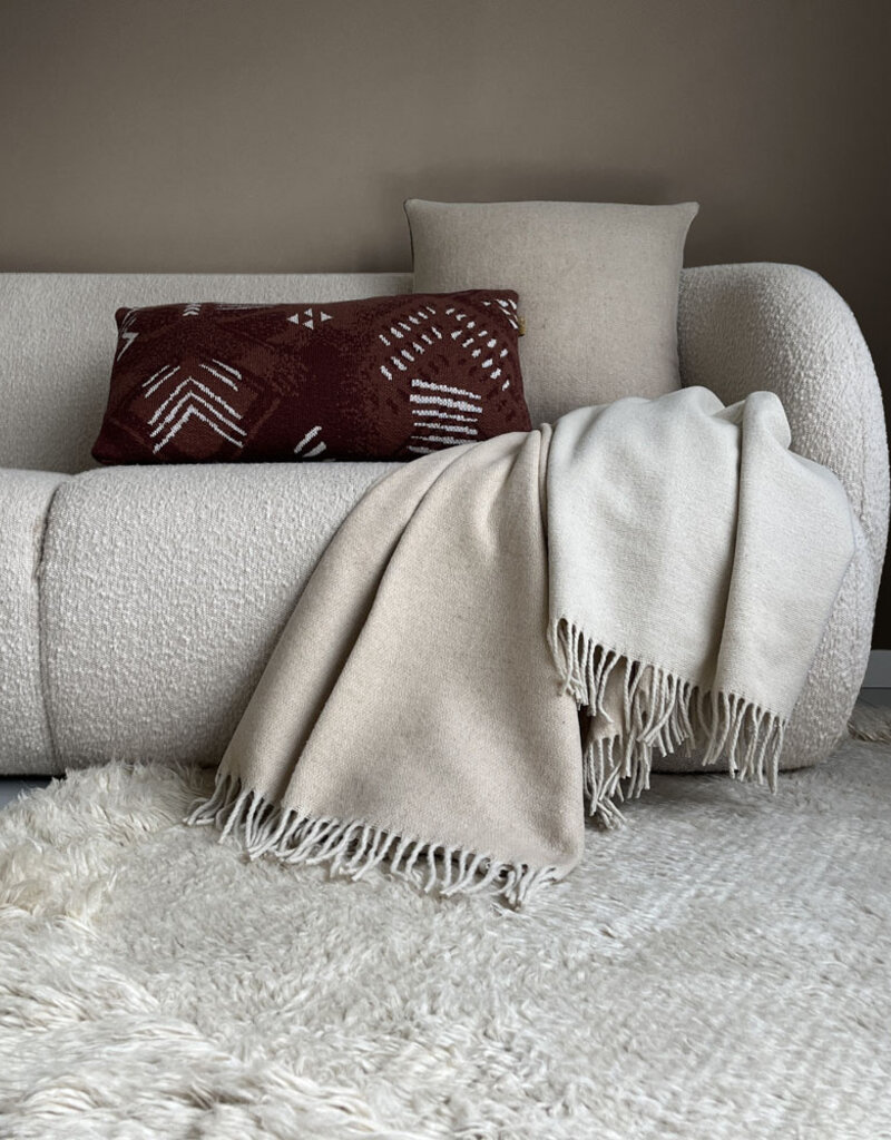 Beige double face recycled wool throw