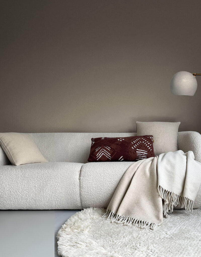Beige double face recycled wool throw