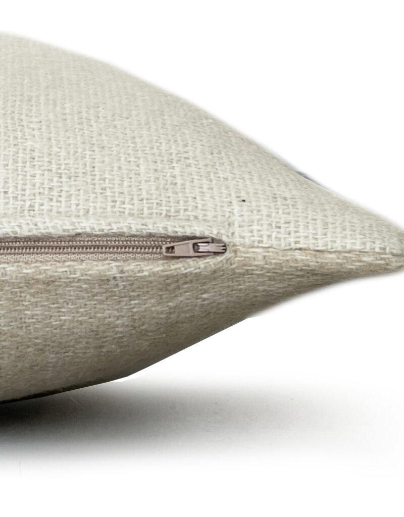 Beige double faced recycled wool square cushion