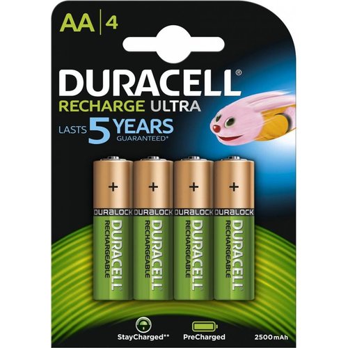  Duracell Recharge Ultra DX1500 HR6 AA 2500mAh Oplaadbare Batterijen BL4 