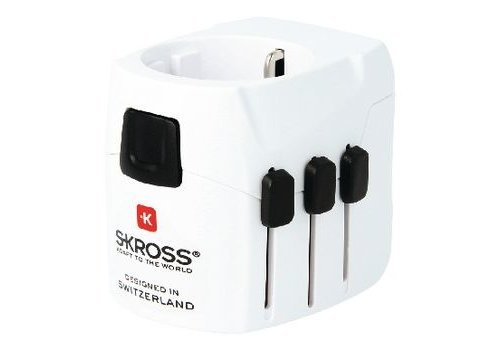  Skross Reisadapter Wereld PRO+ USB Geaard 