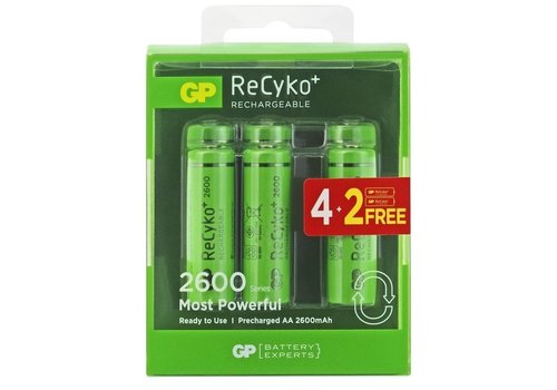  GP ReCyko+ AA oplaadbare batterijen batterijen 2600 mAh BL4+2 