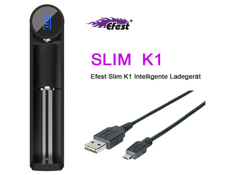  EFEST SLIM K1 : 1 kanaals USB  Li-Ion Batterijlader 