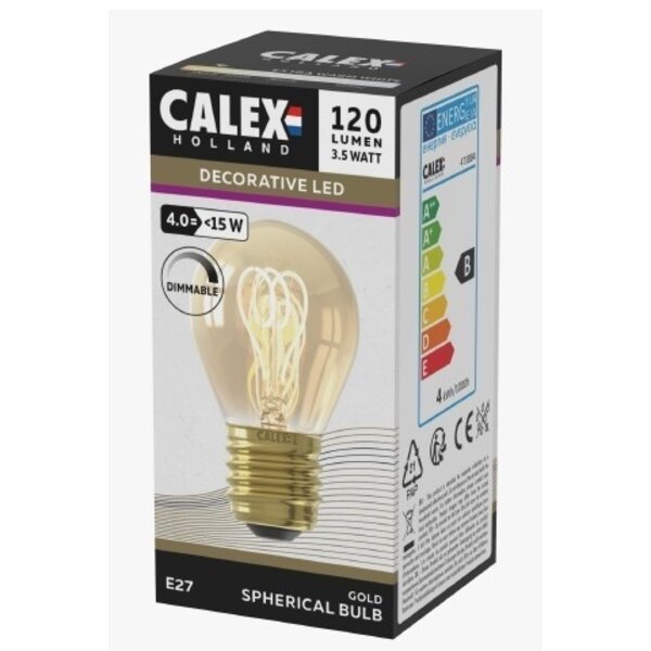 Calex Calex Ball LED Lamp Ø45 - E27 - 136 Lm - Goud Flex Filament