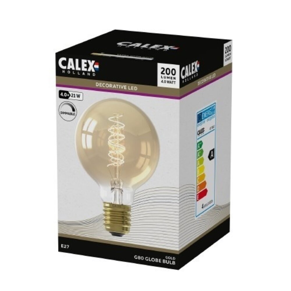 Calex Calex Globe G80 LED Lamp Ø80 - E27 - 250 Lumen - Goud finish