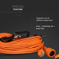 Verlängerungskabel inkl. Kabelrolle für den Außenbereich – 15 Meter – IP44 V-TAC Verlängerungskabel inkl. Kabelrolle für den Außenbereich – 15 Meter – IP44