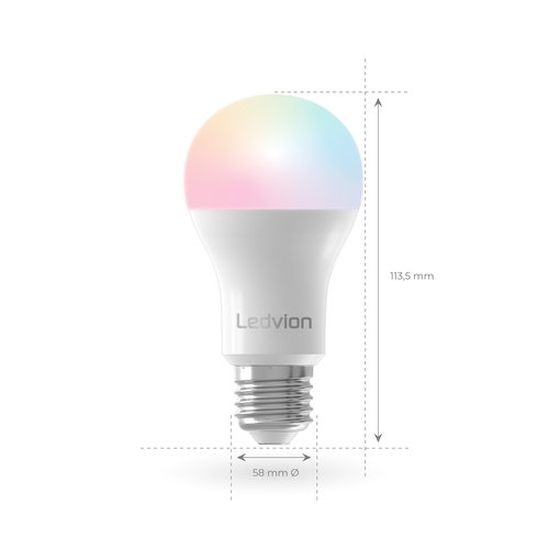Ledvion Ledvion Smart RGB+CCT E27 LED Lampe - Wifi - Dimmbar - 8W