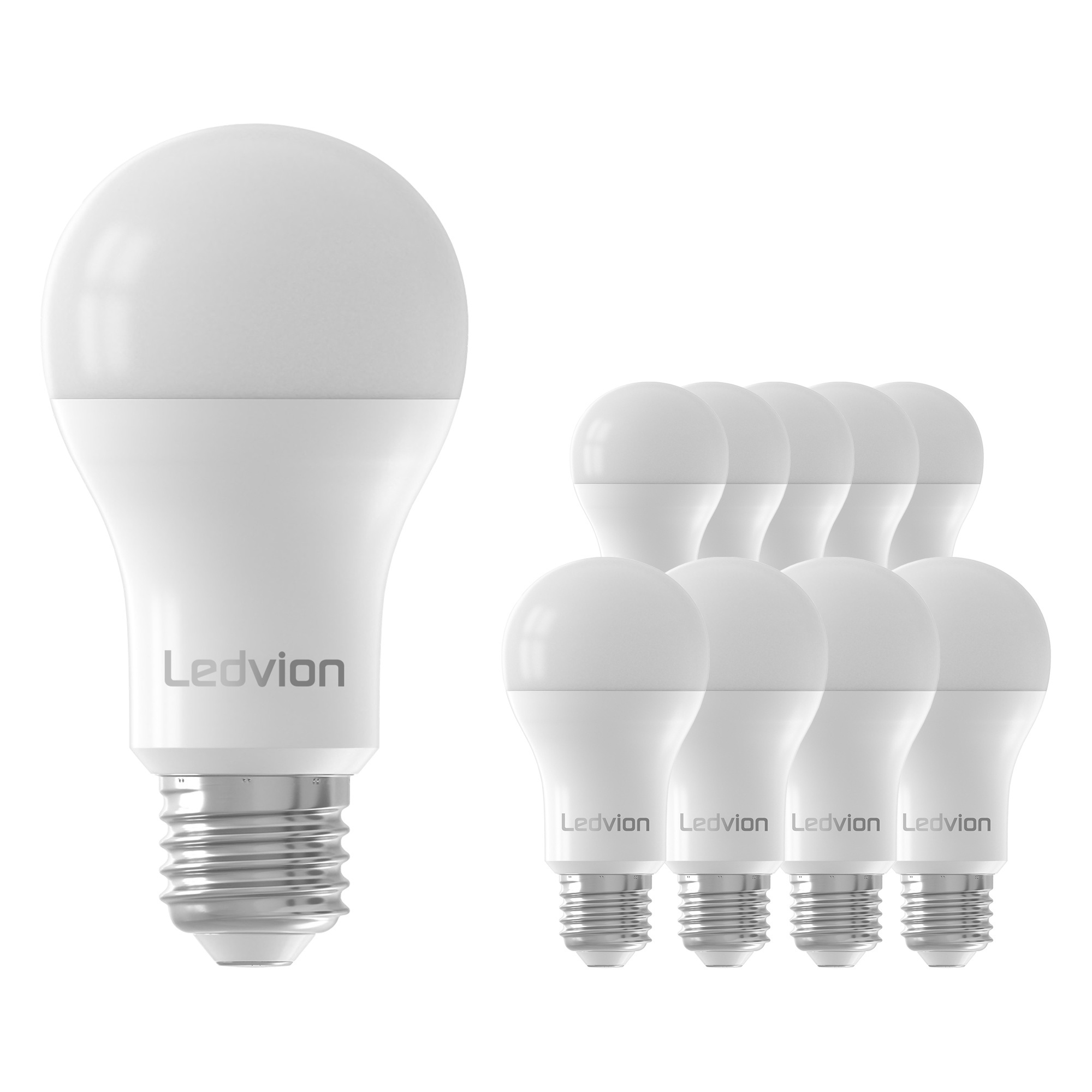 10 Pack - Ledvion Dimmbare E27 LED Lampe - 8.8W - 2700K - 806 Lumen 