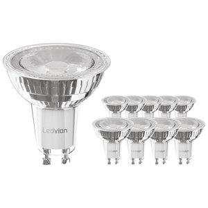 Ledvion 10x GU10 LED Spots - 4.5W - 2700K - 345 Lumen - Vorteilspackung 10x GU10 LED Spots - 4.5W - 2700K - 345 Lumen - Vorteilspackung