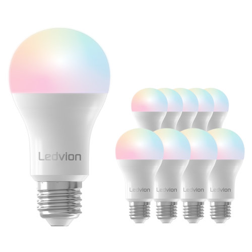 Ledvion Smart RGB+CCT E27 LED Lampe - Wifi - Dimmbar - 8W - 10 Stück