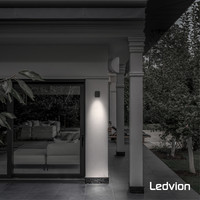 Ledvion LED Wandleuchte - Dimmbar - IP54 - GU10 Fassung - Schwarz  - Innen- und Außenbereich - Sacramento