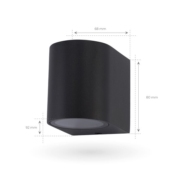 Ledvion LED Wandleuchte - Dimmbar - IP54 - GU10 Fassung - Schwarz  - Innen- und Außenbereich - Sacramento