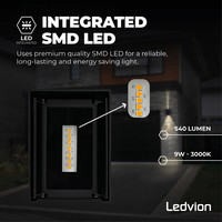 Ledvion LED Wandleuchte Cube Schwarz - 3000K - 9W - IP54  - Beidseitig