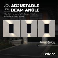 Ledvion LED Wandleuchte Cube Schwarz - 3000K - 9W - IP54  - Beidseitig