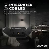 LED Wandleuchte Asche Schwarz - 3000K - 9W - IP54 Ledvion LED Wandleuchte Asche Schwarz - 3000K - 9W - IP54