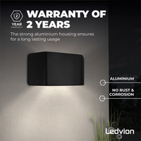 LED Wandleuchte Asche Schwarz - 3000K - 9W - IP54 Ledvion LED Wandleuchte Asche Schwarz - 3000K - 9W - IP54