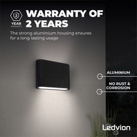 Ledvion LED Wandleuchte Mira S Schwarz - 3000K - 6W - IP54