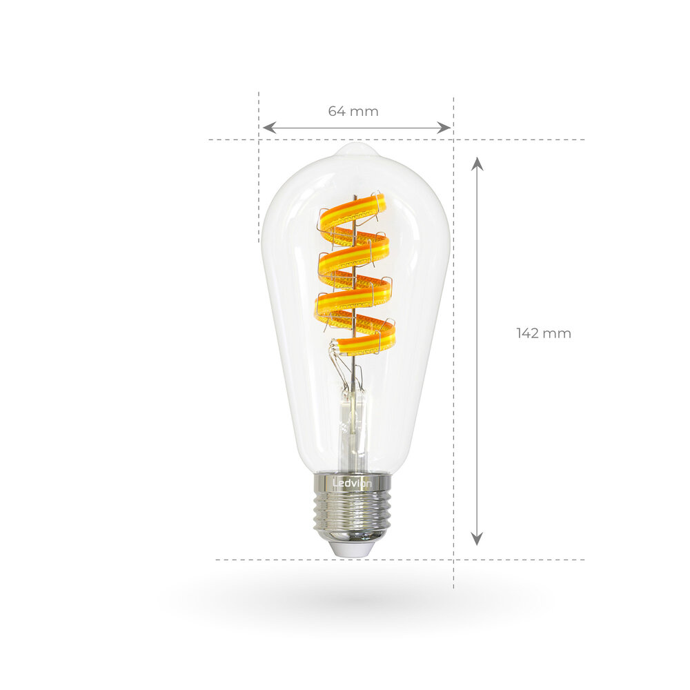 Ledvion Smart RGB+1800K E27 LED Lampe Filament - Wifi - Dimmbar - 5W