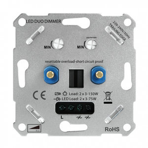 LED Doppeldimmer 2x 3-75 Watt - 220-240V - Phasenabschnittdimmer
