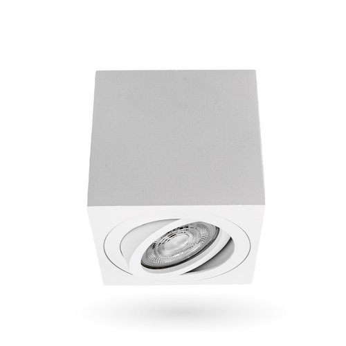 Beleuchtungonline Dimmbare LED Aufbaustrahler - Quadrat - Weiß - 5W - 2700K - Verstellbar - IP20