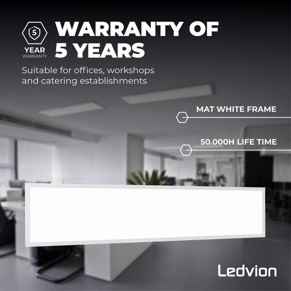 Ledvion Lumileds LED Panel 120x30 - 36W - 4000K - 4500 Lumen (125 lm/W) - 5 Jahre Garantie