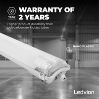 LED Feuchtraumleuchte 150CM - 2x30W - 4000K - IP65 - 9800lm - 160lm/W - Inkl. LED Röhre Ledvion LED Feuchtraumleuchte 150CM - 2x30W - 4000K - IP65 - 9800lm - 160lm/W - Inkl. LED Röhre