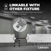 LED Feuchtraumleuchte 150CM - 2x30W - 4000K - IP65 - 9800lm - 160lm/W - Inkl. LED Röhre Ledvion LED Feuchtraumleuchte 150CM - 2x30W - 4000K - IP65 - 9800lm - 160lm/W - Inkl. LED Röhre
