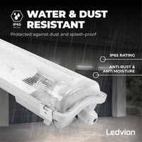 LED Feuchtraumleuchte 150CM - 2x30W - 4000K - IP65 - 9800lm - 160lm/W - Inkl. LED Röhre Ledvion LED Feuchtraumleuchte 150CM - 2x30W - 4000K - IP65 - 9800lm - 160lm/W - Inkl. LED Röhre