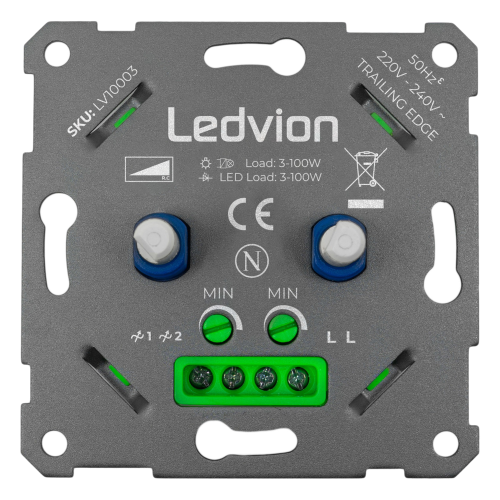 Ledvion LED Doppeldimmer 2x 3-100 Watt - 220-240V - Phasenabschnittdimmer