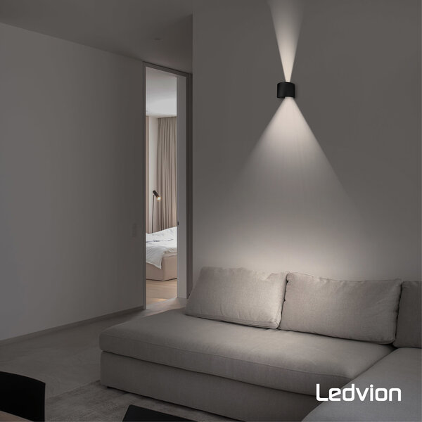 Ledvion Dimmbare LED Wandleuchte Rund Schwarz - Beidseitig - 3000K -  7W