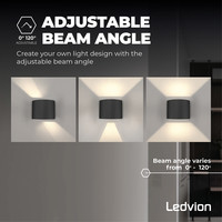Dimmbare LED Wandleuchte Rund Anthrazit - Beidseitig - 3000K - 7W Ledvion Dimmbare LED Wandleuchte Rund Anthrazit - Beidseitig - 3000K - 7W