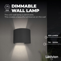 Dimmbare LED Wandleuchte Rund Anthrazit - Beidseitig - 3000K - 7W Ledvion Dimmbare LED Wandleuchte Rund Anthrazit - Beidseitig - 3000K - 7W