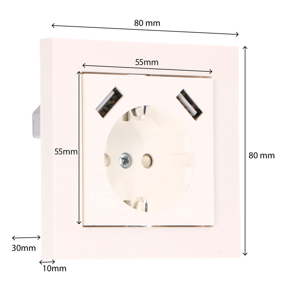 Beleuchtungonline Steckdose mit USB-Ladegerät Typ A+A (3.4A)