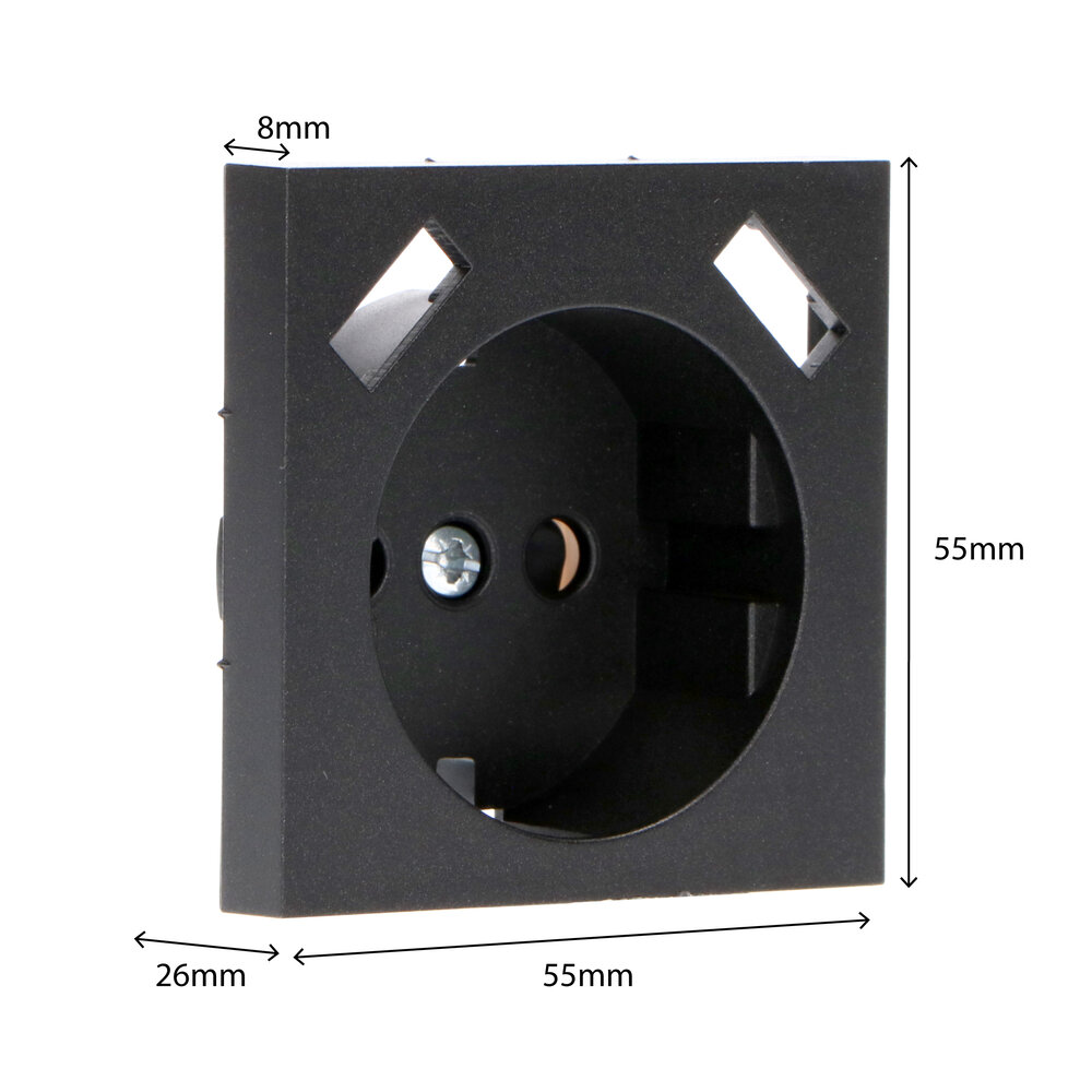 Beleuchtungonline Steckdose Abdeckung mit USB - Typ A+A - 55x55mm - Mattschwarz