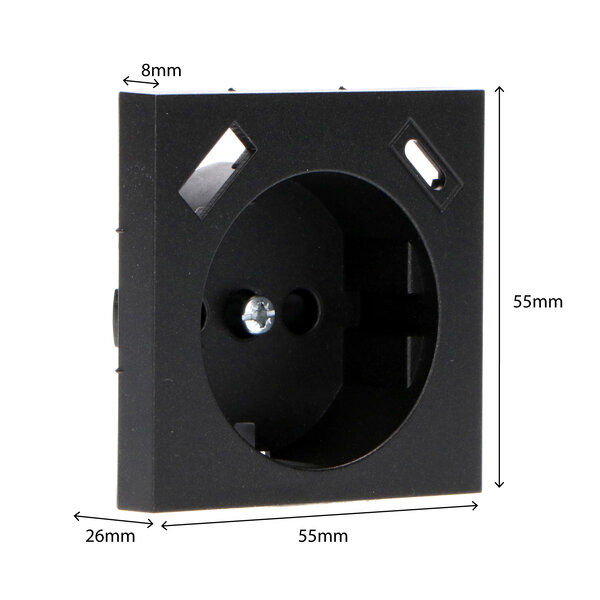 Beleuchtungonline Steckdose Abdeckung mit USB - Typ A und C - 55x55mm - Mattschwarz