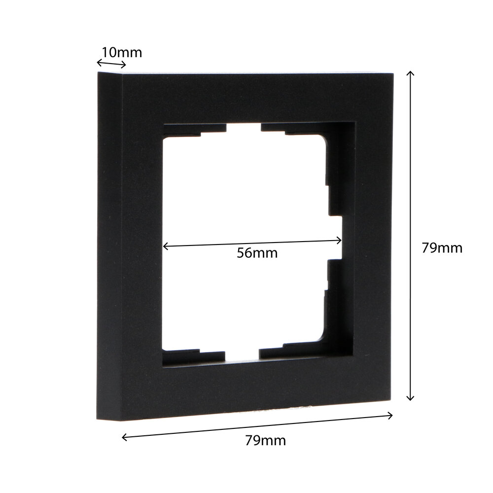 Beleuchtungonline Steckdosen Rahmen - 1fach - 55x55mm - Mattschwarz