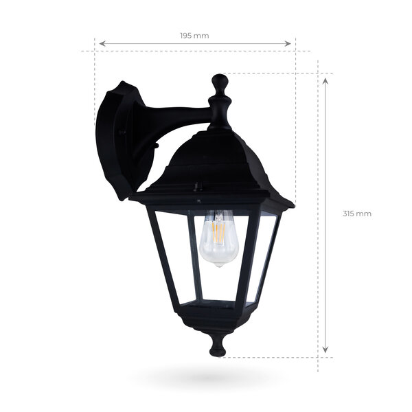 Ledvion LED Wandleuchte - Classic Vela - schwarz - E27