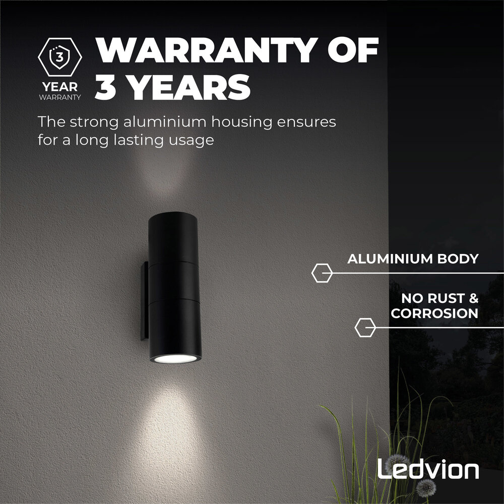 Ledvion LED Wandleuchte  Luna - Schwarz - GU10 - Beidseitig