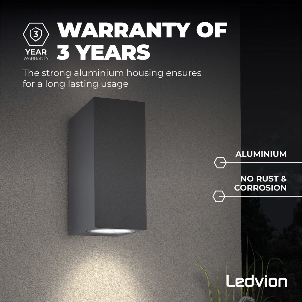 Ledvion LED Wandleuchte - Cube Anthrazit - Beidseitig - IP54