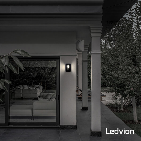 Ledvion LED Wandleuchte - Lyra - schwarz - E27 - Glas