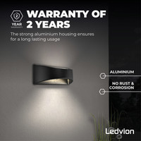 Ledvion LED Wandleuchte - Atlas - schwarz - 3000K - 6W
